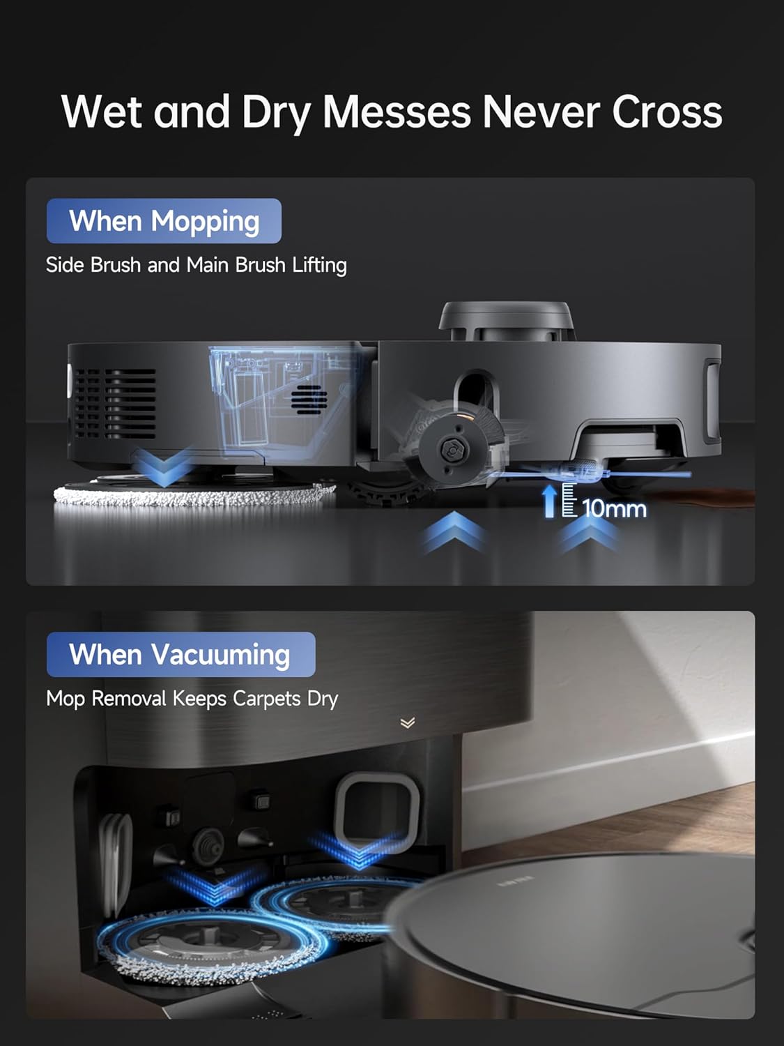 Dreame X40 Ultra Robot Vacuum with Removable Liftable Mop, 12000Pa Suction, Side Brush Cleaning, 158°F Mop Self-Cleaning, Auto Empty and Refill, Black