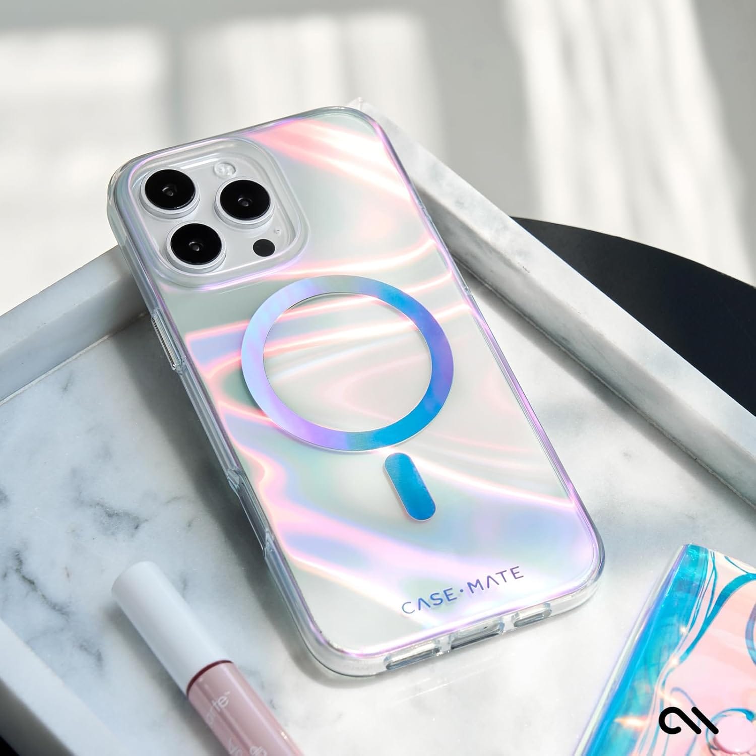 Case-Mate Soap Bubble iPhone 16 Pro Case, MagSafe Compatible, 12ft Drop Protection, Iridescent