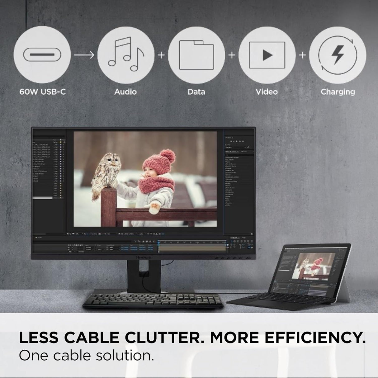 ViewSonic 27" IPS 1080p Monitor Designed for Surface with Advanced Ergonomics, 100 Hz, Black - Certified Refurbished