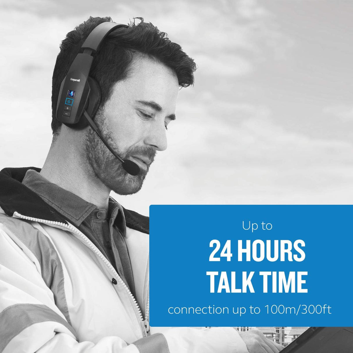 BlueParrott Noise Cancelling Trucker Bluetooth Headset, Updated Design, Industry Leading Sound & Comfort, 24H Talk Time, Black - Refurbished