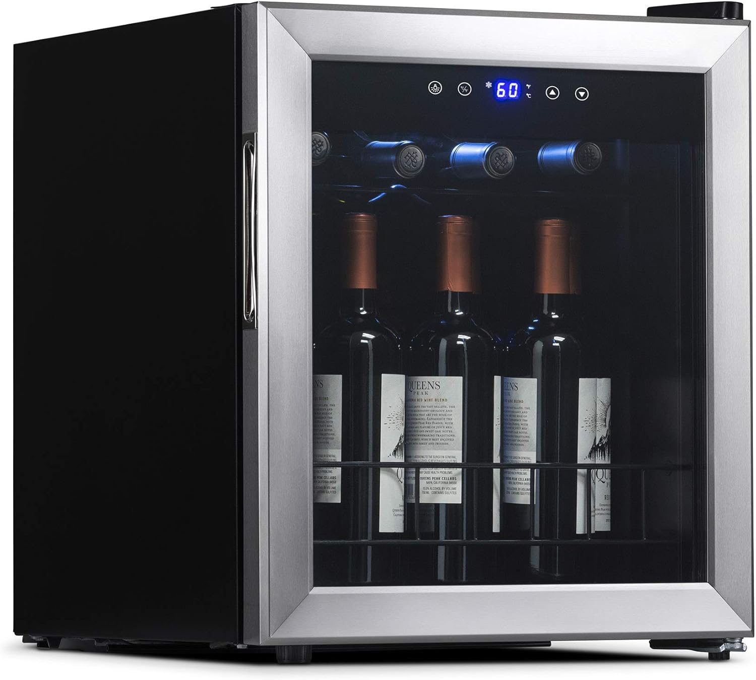 Newair Freestanding Wine Fridge with Digital Thermostat, 16 Bottles, Stainless Steel - Certified Refurbished