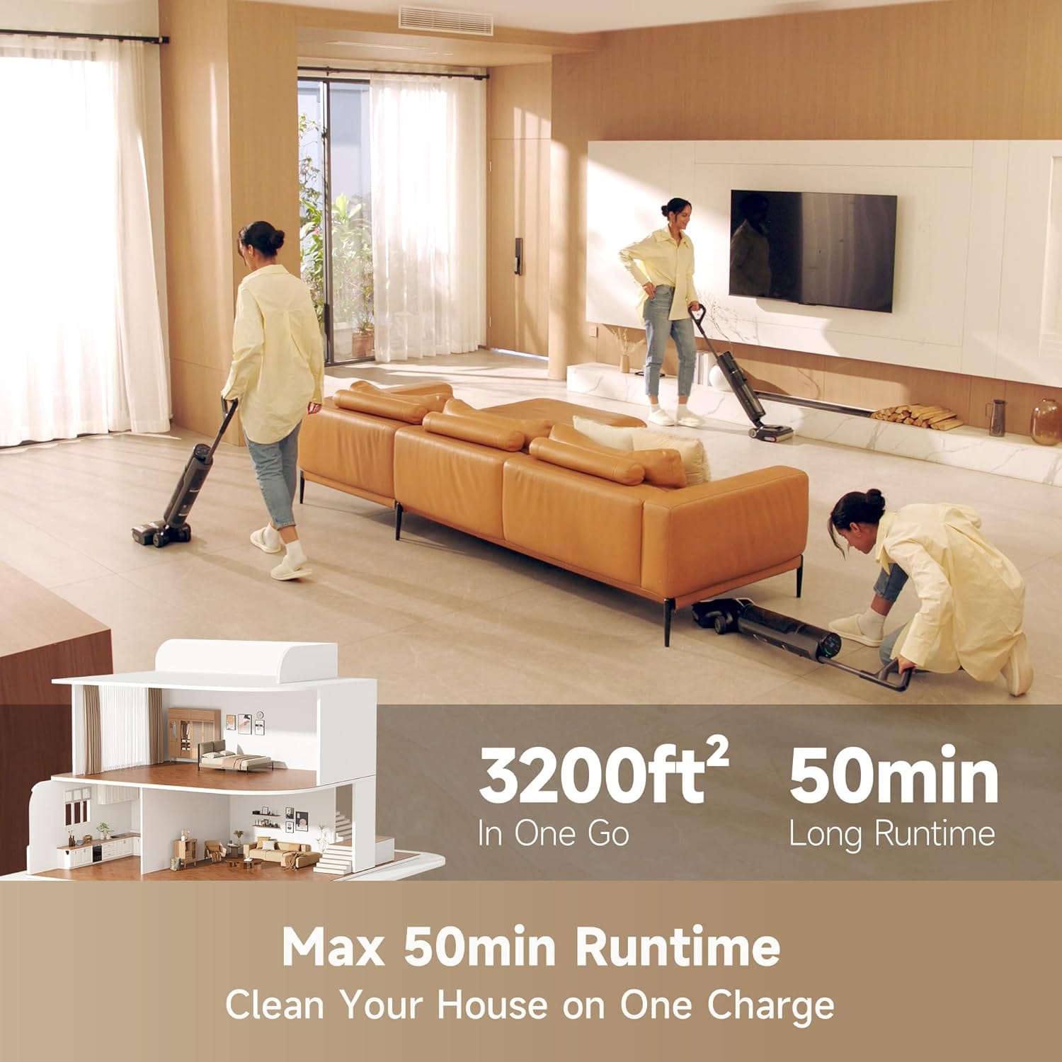 Dreame H12 Pro FlexReach Wet Dry Vacuum Cleaner, Cordless Vacuum Mop All-in-One for Hard Floor, 180° Lie-Flat, 194°F Hot Self-Cleaning, 50 Min Runtime