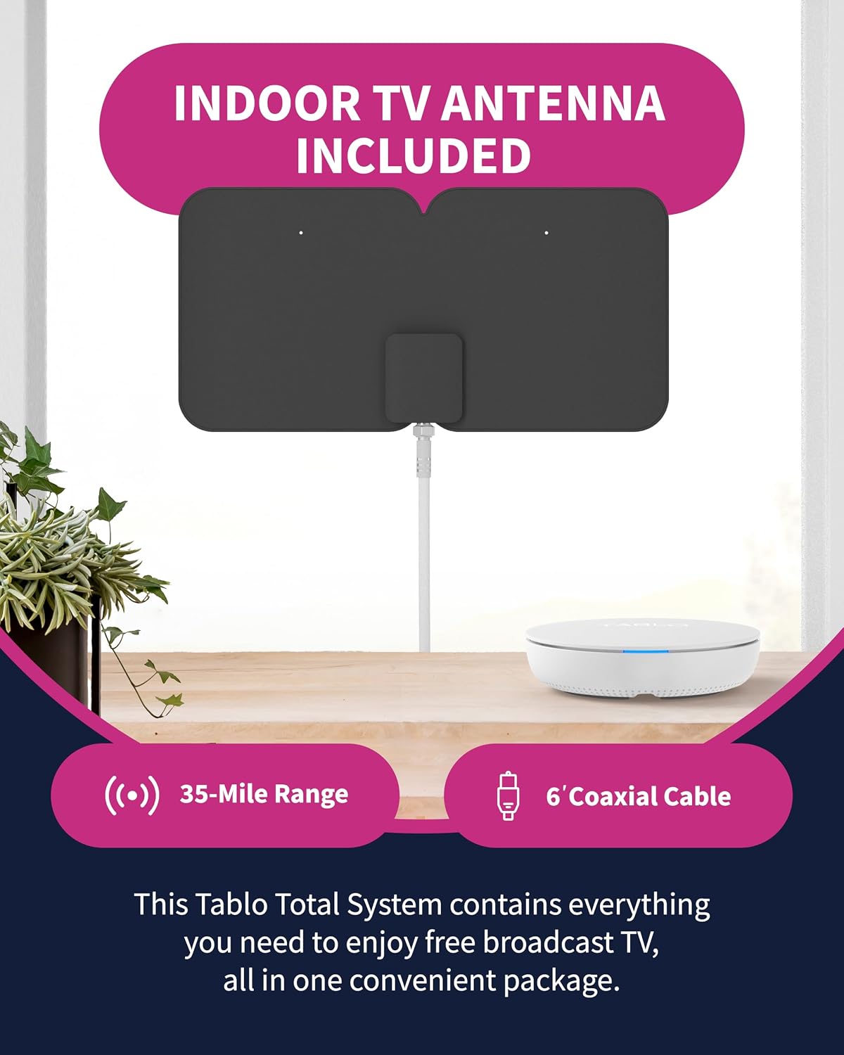 Tablo 4th Gen 2-Tuner Over-The-Air (OTA) DVR with 35-Mile Indoor TV Antenna - Certified Refurbished