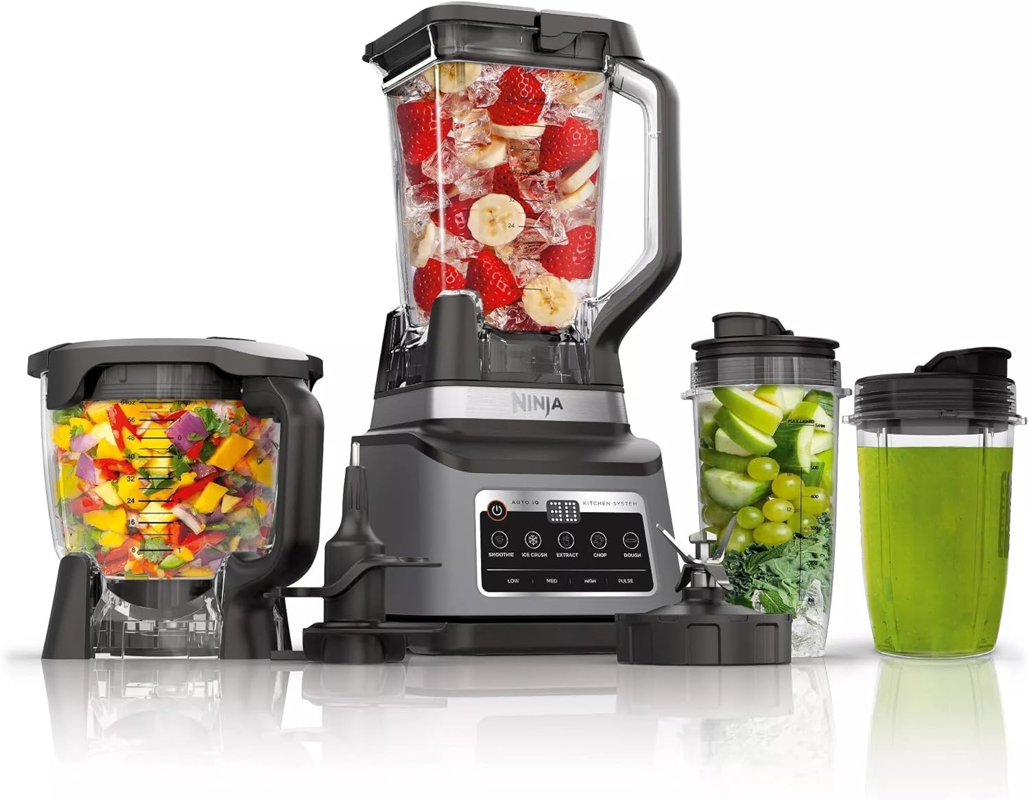 Ninja Professional Plus Kitchen Blender System and 8-Cup Food Processor with Auto-iQ, Black - Certified Refurbished