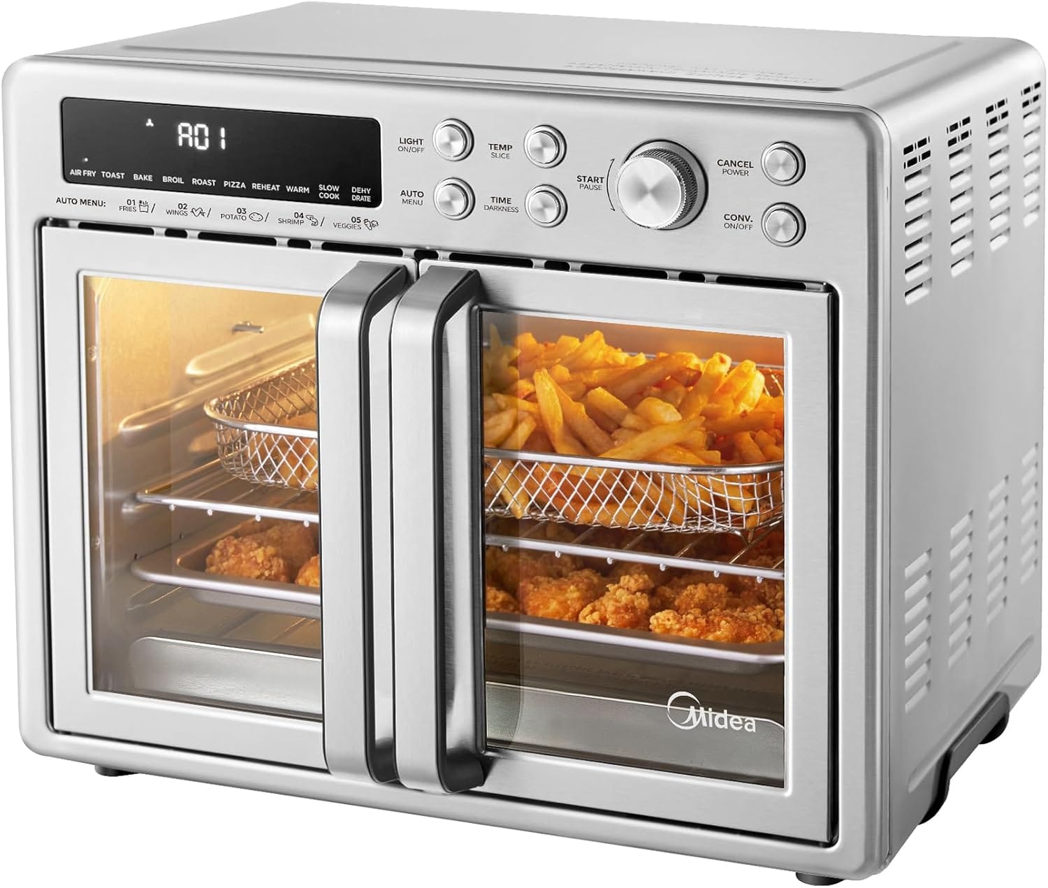 Midea Flexify French Door Air Fryer Oven, Extra-Large Air Fryer & Toaster Oven Combo, Stainless Steel - Certified Refurbished
