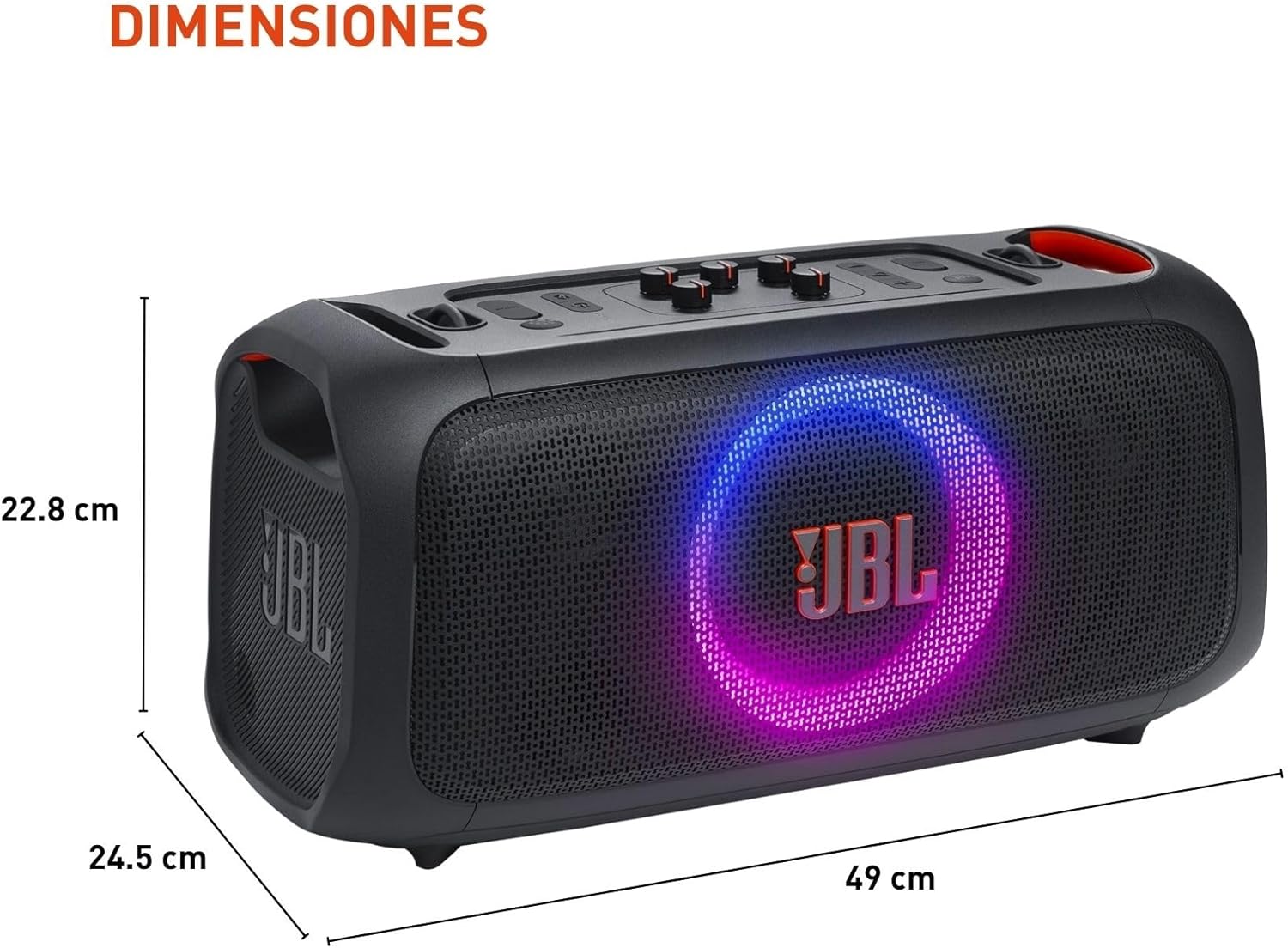 JBL PartyBox On-The-Go Essential, Portable Party Speaker with Built-In Lights and Wireless Mic, Black - Certified Refurbished