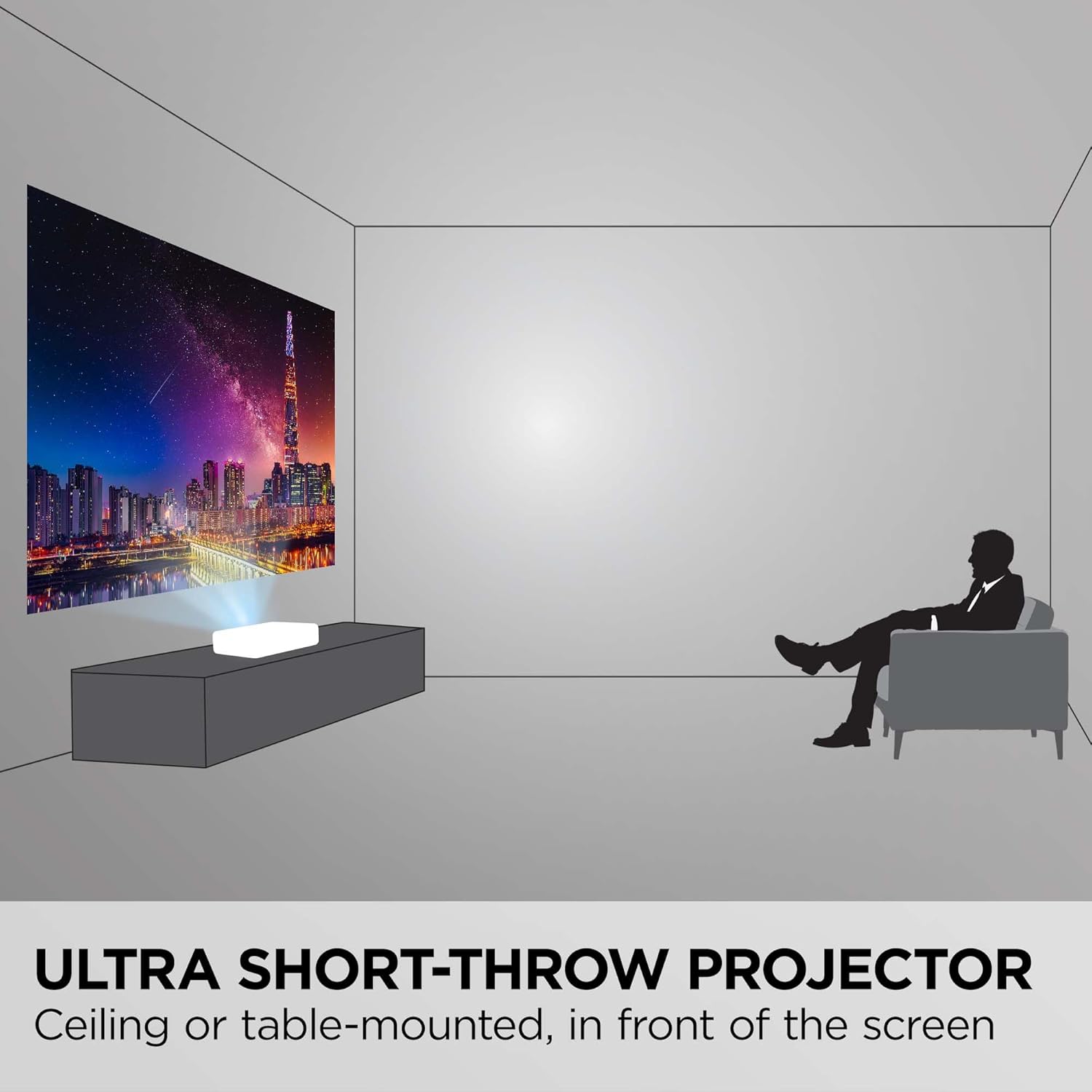 ViewSonic 5000 Lumens WUXGA Ultra Short Throw Projector with 1.3 Optical Zoom, White - Certified Refurbished