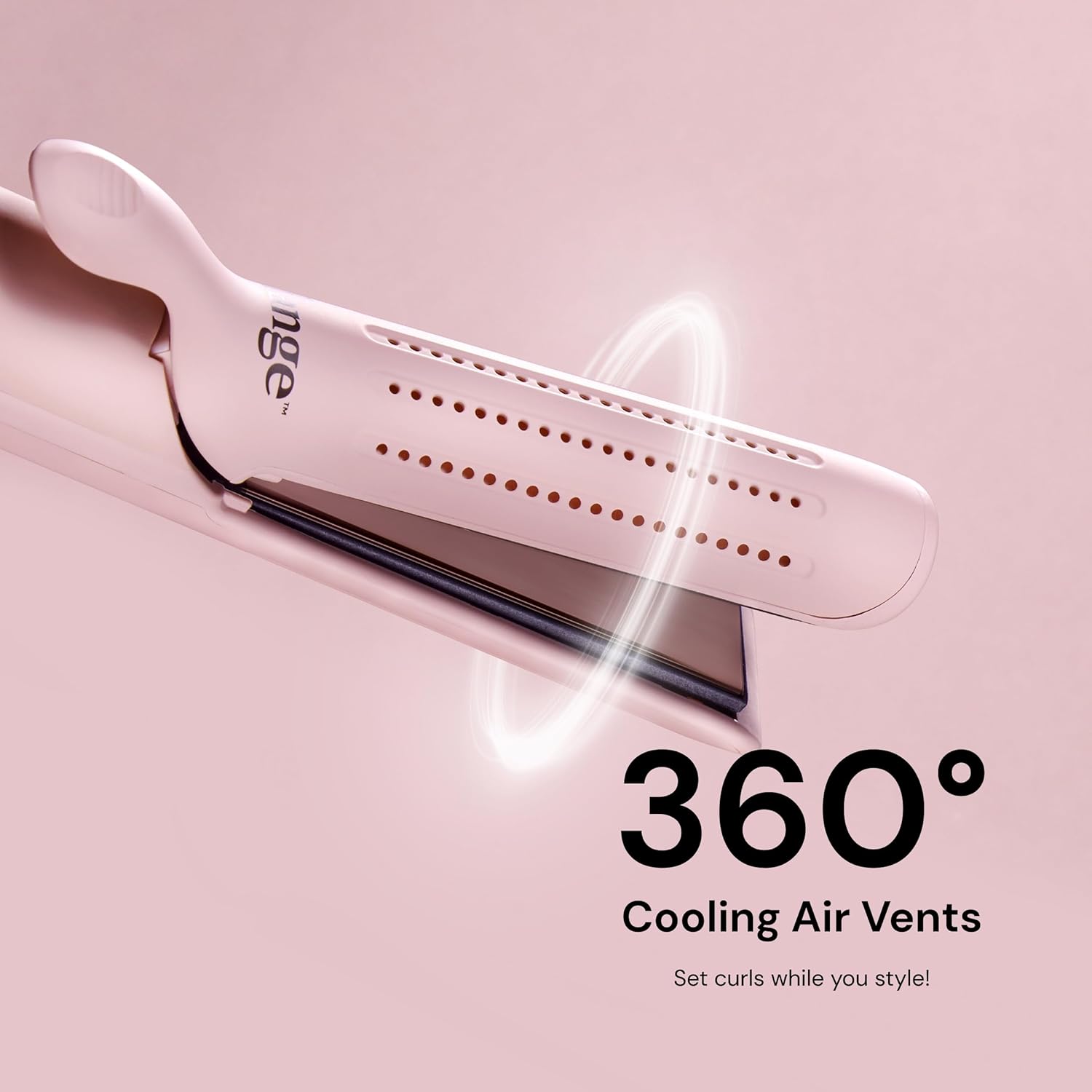 L'ange Hair Le Duo Standard 360° Airflow Styler, 2-in-1 Curling Wand & Flat Iron, Cooling Vents, Adjustable Temp & Dual Voltage, Blush