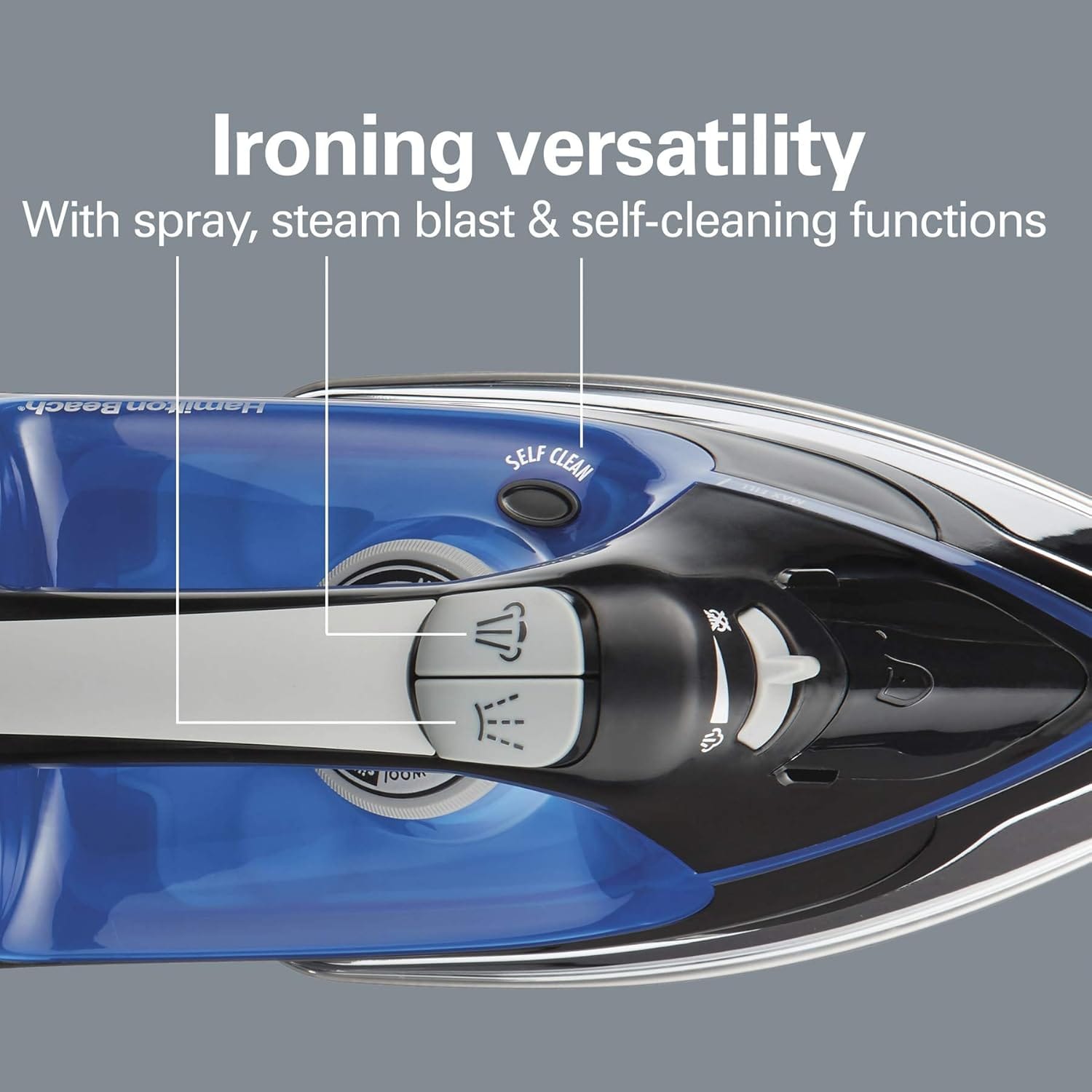 Hamilton Beach Clothing Iron, Steam Iron for Clothes with Stainless Steel Soleplate & Retractable Cord, Black - Certified Refurbished