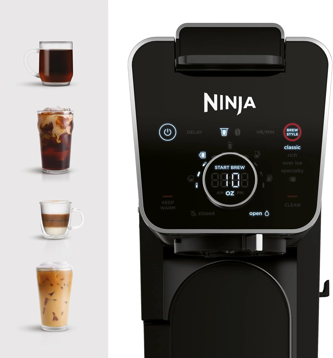 Ninja DualBrew Pro Specialty 12-Cup Coffee Maker with Glass Carafe, K-Cup, 4 Brew Styles, Built-In Frother, Black - Certified Refurbished