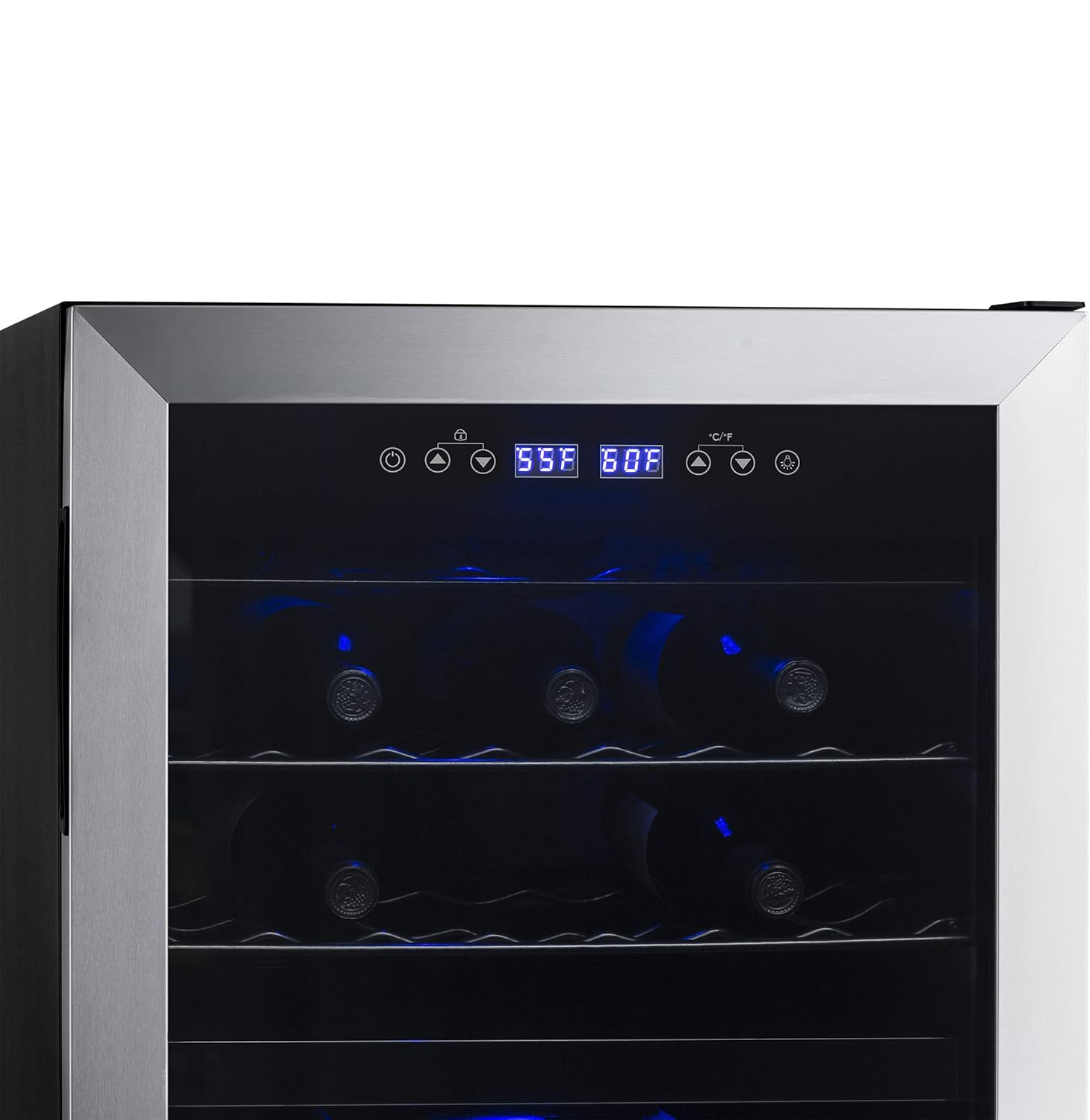 Newair Freestanding Dual Zone Wine Fridge, 43 Bottles, Stainless Steel - Certified Refurbished