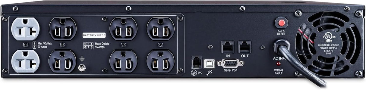 CyberPower PFC Sinewave UPS System, 2000VA/1540W, 8 Outlets, AVR, 2U Rack/Tower - Certified Refurbished