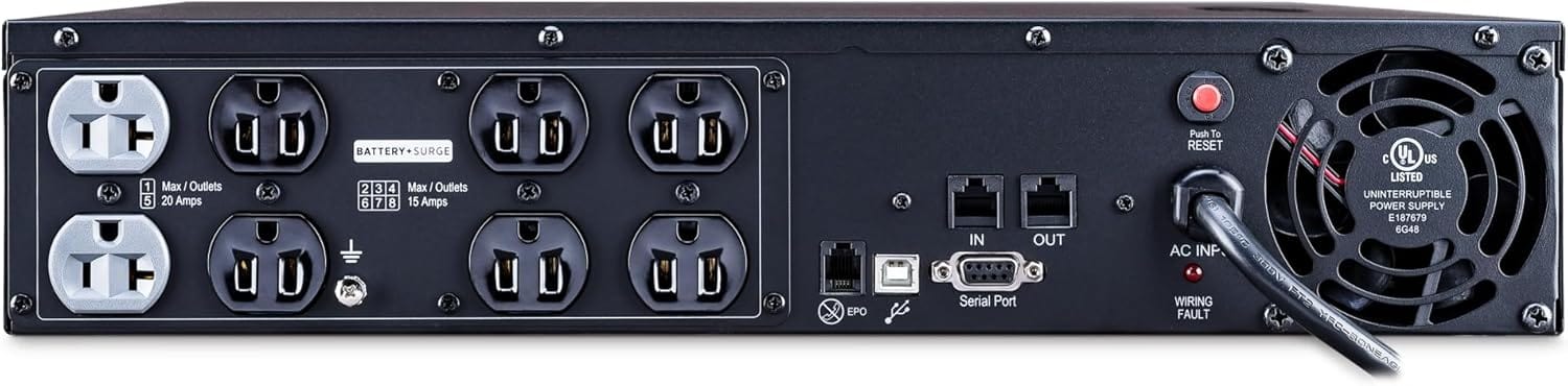 CyberPower PFC Sinewave UPS System, 2000VA/1540W, 8 Outlets, AVR, 2U Rack/Tower - Certified Refurbished