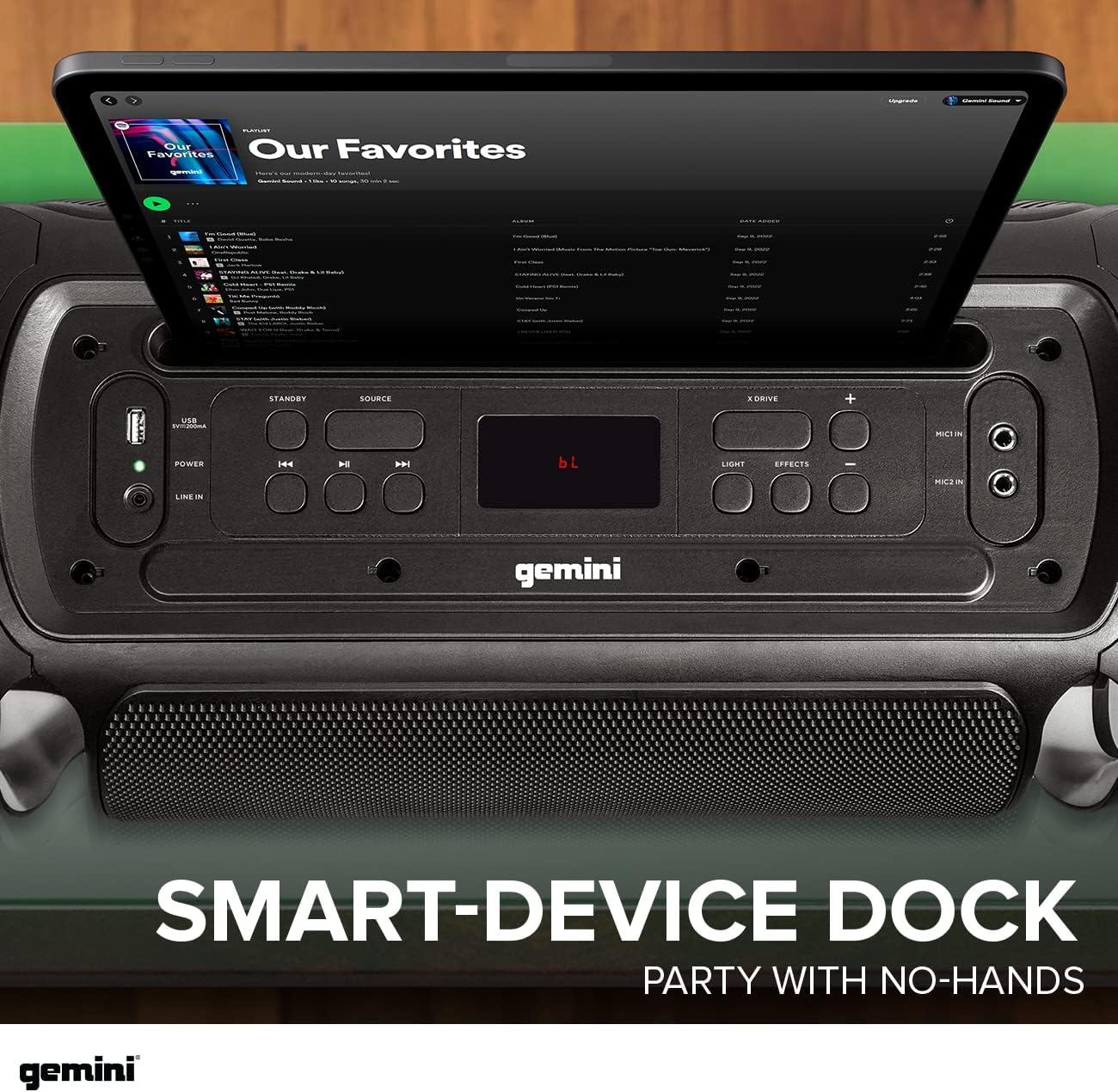 Gemini Home Stereo System with LED Party Lighting, PA / Karaoke System, 2000 Watts, Bluetooth, 8" Dual Subwoofers, Black