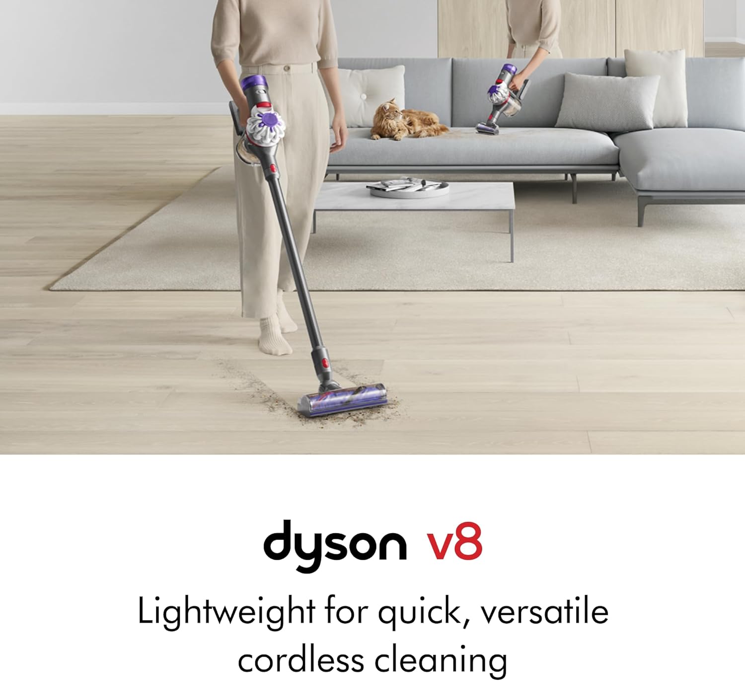 Dyson V8 Cordless Stick Vacuum Cleaner for Carpets + Hard Floors, Silver