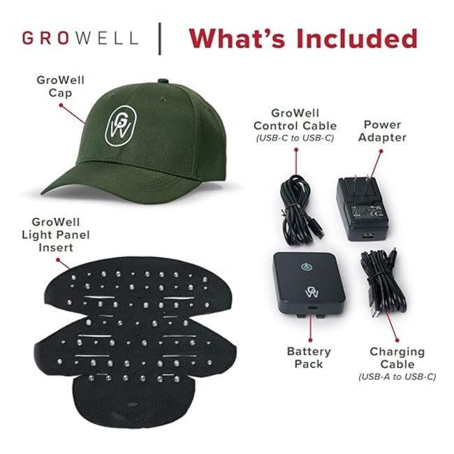 GroWell Soft Cap Hair Growth System, Red Light Therapy for Hair Loss & Regrowth, FDA Cleared, For Thinning Hair & Alopecia, Beige Cap