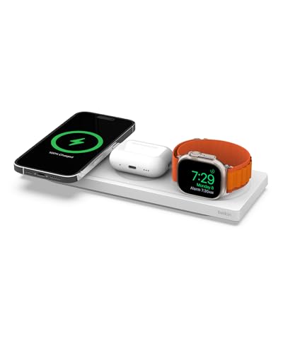 Belkin BoostCharge Pro 15W 3-in-1 Wireless MagSafe Charging Pad, White
