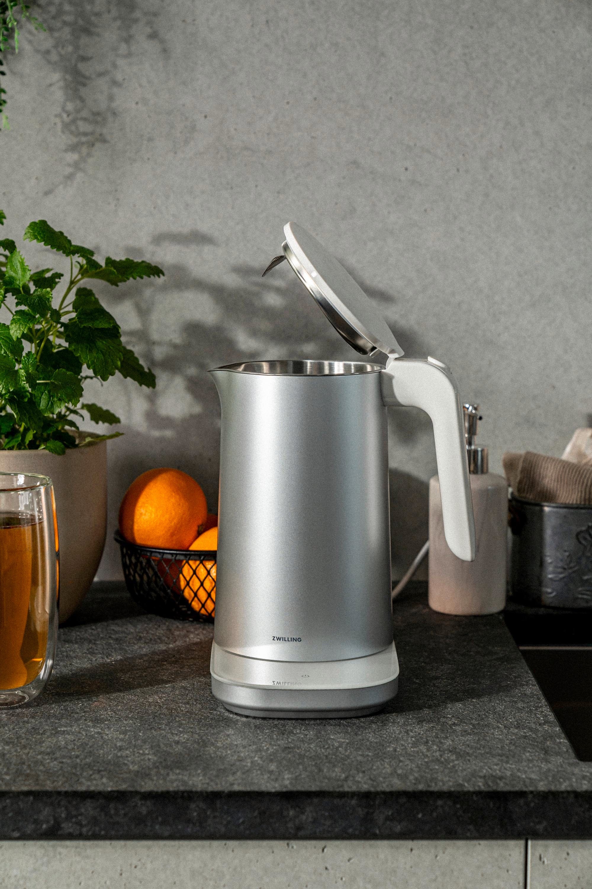 Zwilling Enfinigy Cool Touch 1-Liter Electric Kettle Pro, Cordless Tea Kettle & Hot Water - Silver