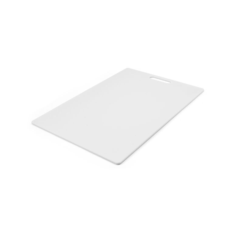 Farberware Extra-Large Plastic Cutting Board, Dishwasher- Safe Poly Chopping Board for Kitchen Meal Prep with Easy Grip Handle, 12x18-inch, White
