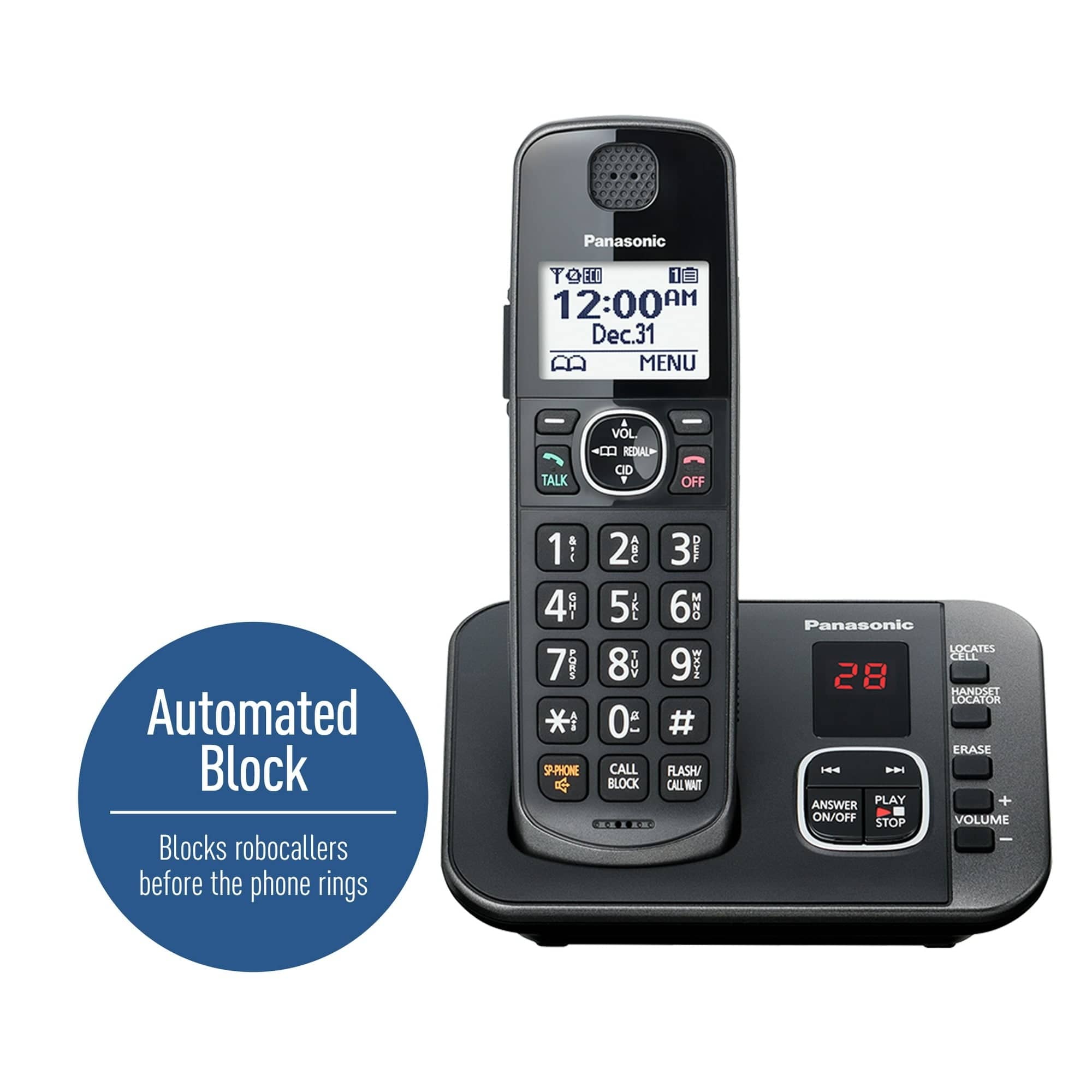 Panasonic 3-Handset Expandable Cordless Phone System with Answering System - Certified Refurbished