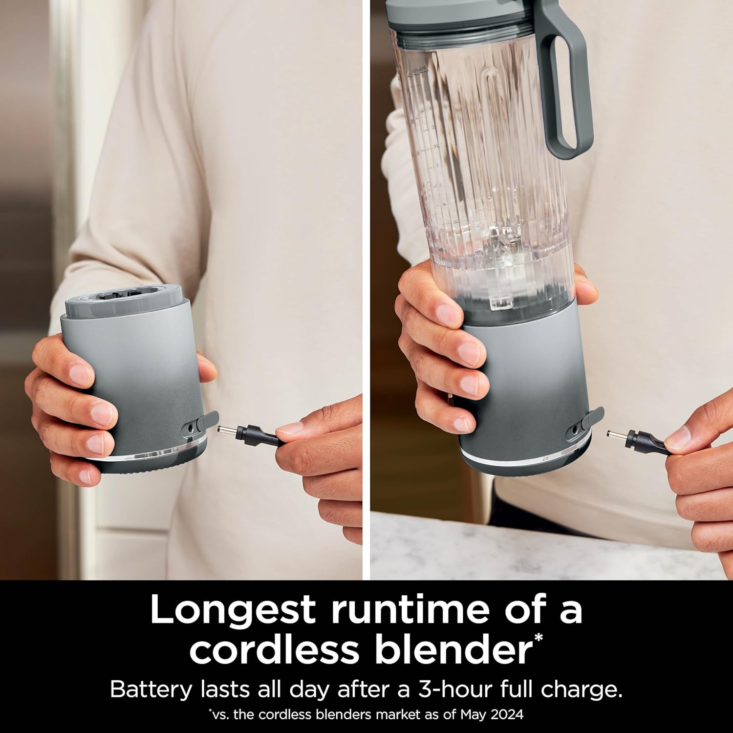 Ninja Blast Max Personal Cordless Blender for Smoothies, Blend, Ice Crush, 22 oz. Twist & Go Vessel, Silver - Certified Refurbished