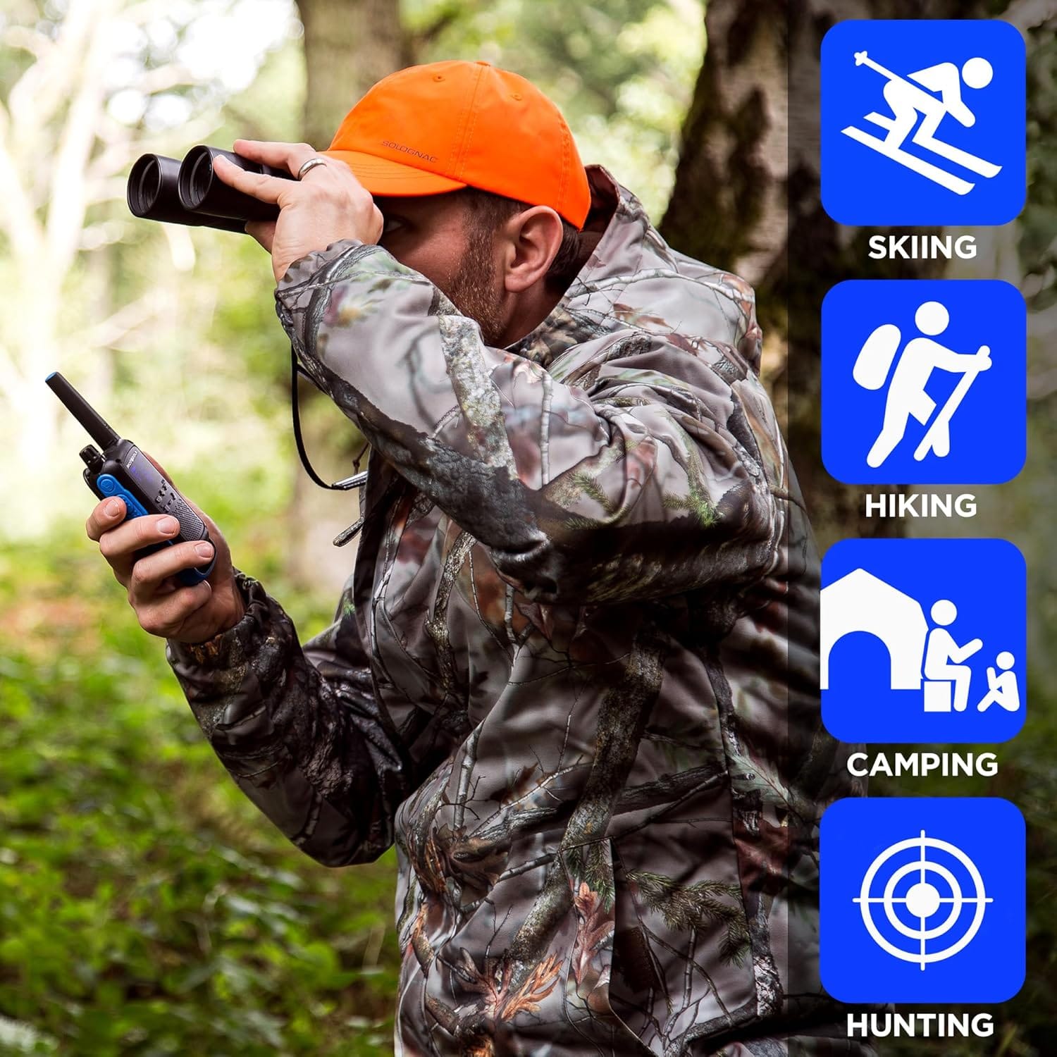 Motorola Solutions Rechargeable 35-Mile Two-Way Radio, Black/Blue