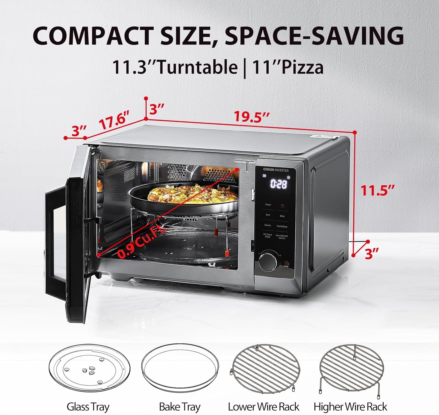 Toshiba 0.9 cu. ft. 6-in-1 Inverter Countertop Microwave Oven Air Fryer Combo, Stainless Steel - Certified Refurbished