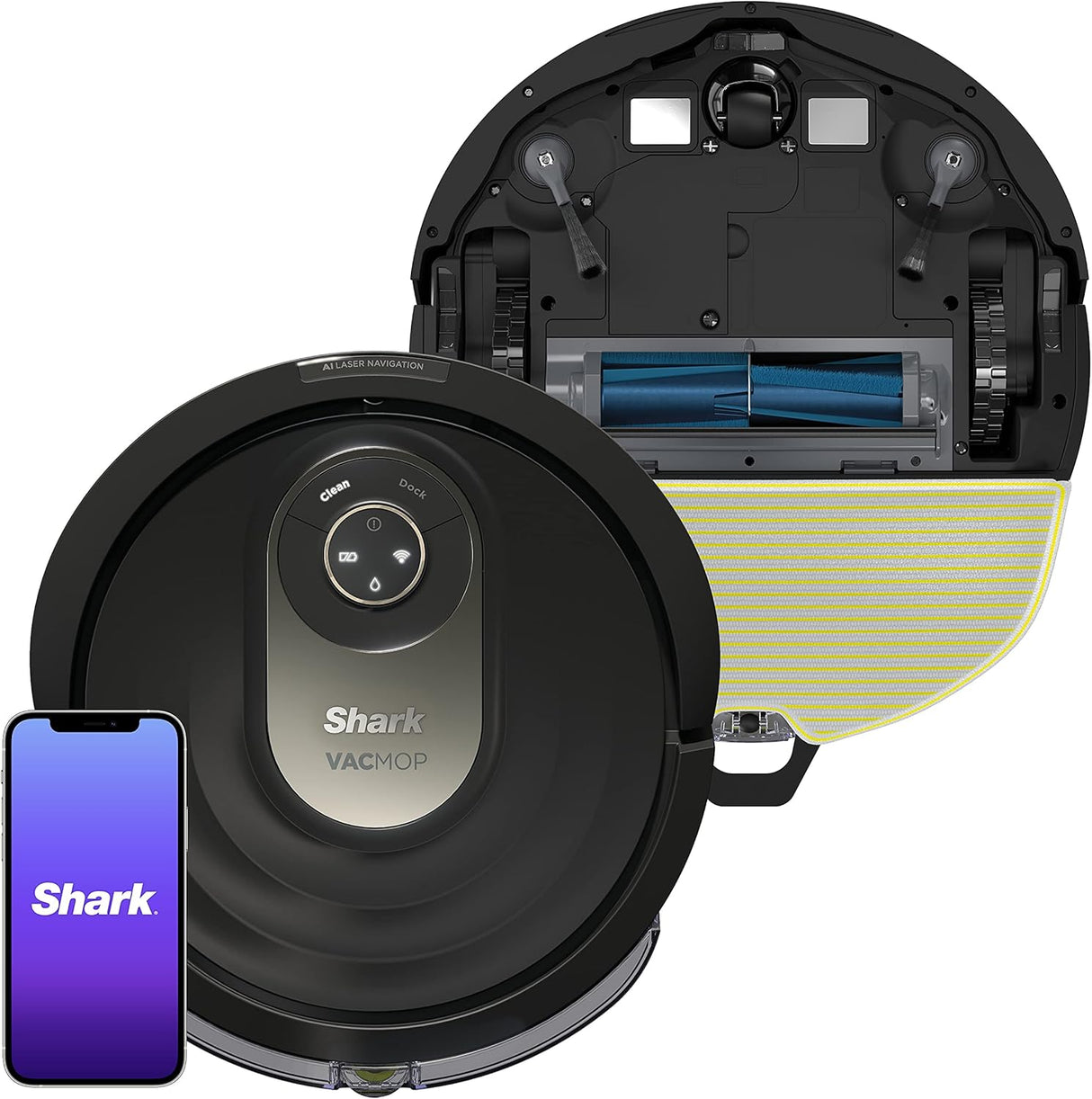 Shark 2-in-1 Robot Vacuum and Mop with Self-Cleaning Brushroll, Black - Open Box