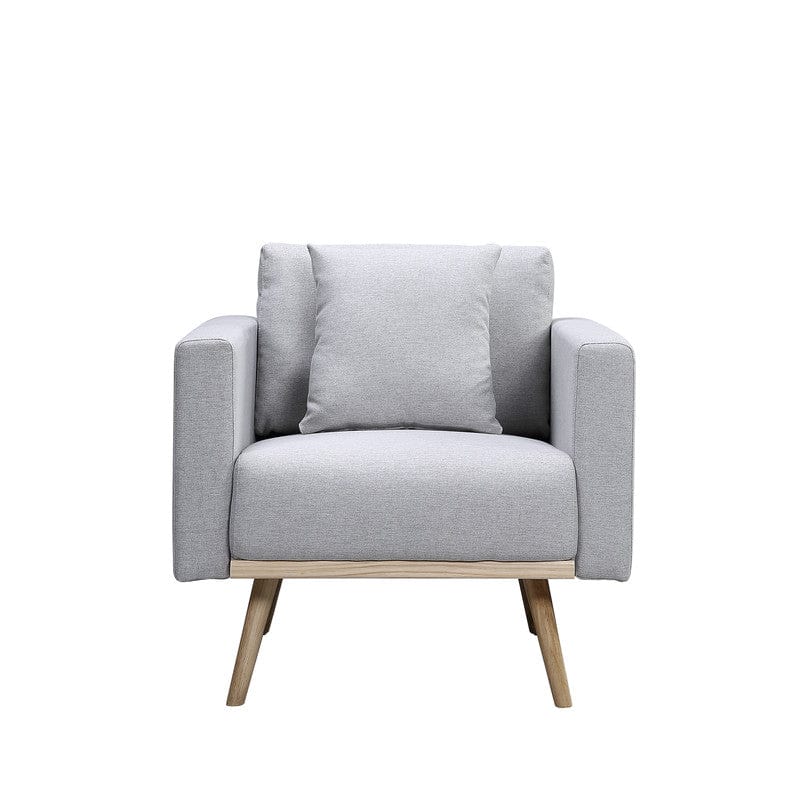 Willow & Hearth Easton 32.5"W Light Gray Linen Fabric Chair with USB Charging Ports Pockets & Pillows