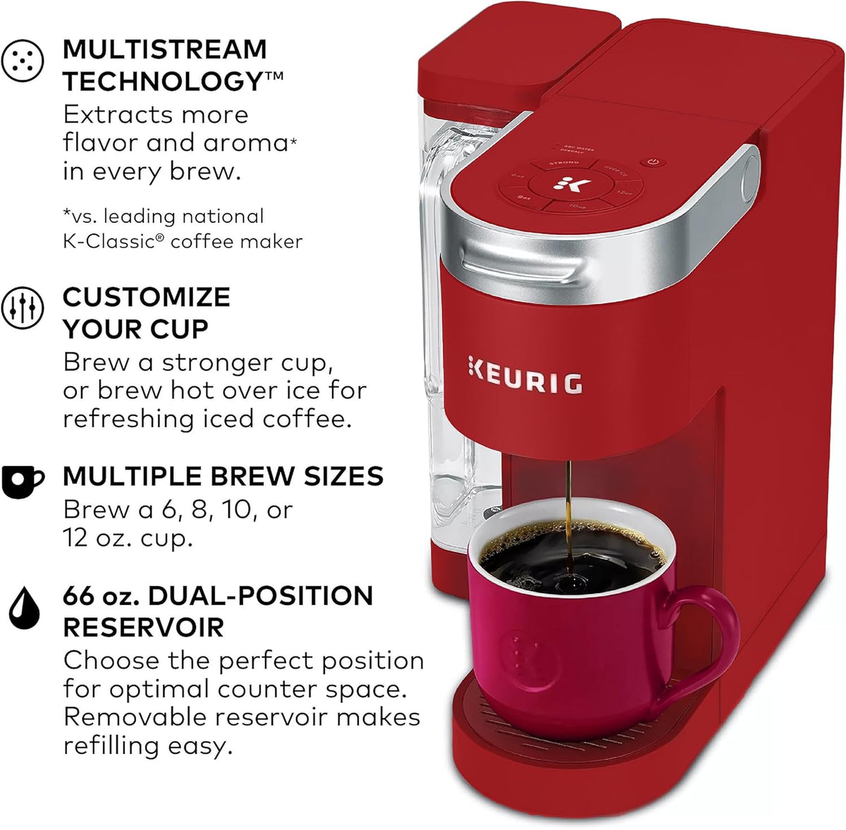 Keurig K-Supreme Single Serve K-Cup Pod Coffee Maker, Red - Certified Refurbished