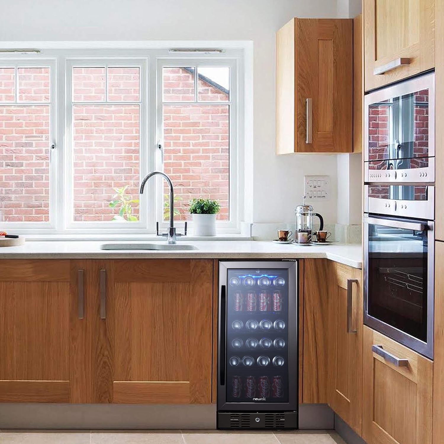 Newair 15" Built-in Beverage Fridge, 96 Cans, Black - Certified Refurbished