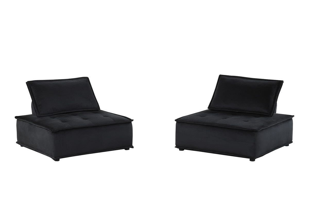 Willow & Hearth Anna 40"W Black Velvet Set of 2 Armless Lounge Chair