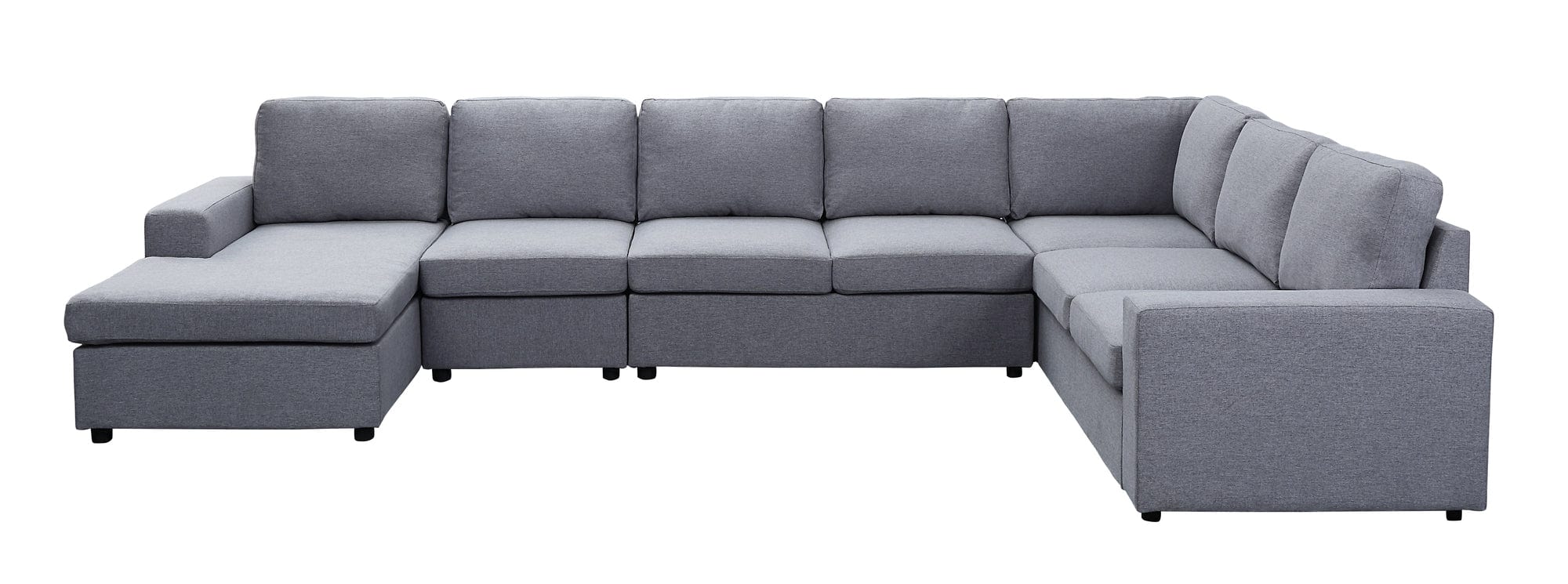 Willow & Hearth Tifton 147"W Light Gray Linen 7 Seat Reversible Modular Sectional Sofa Chaise