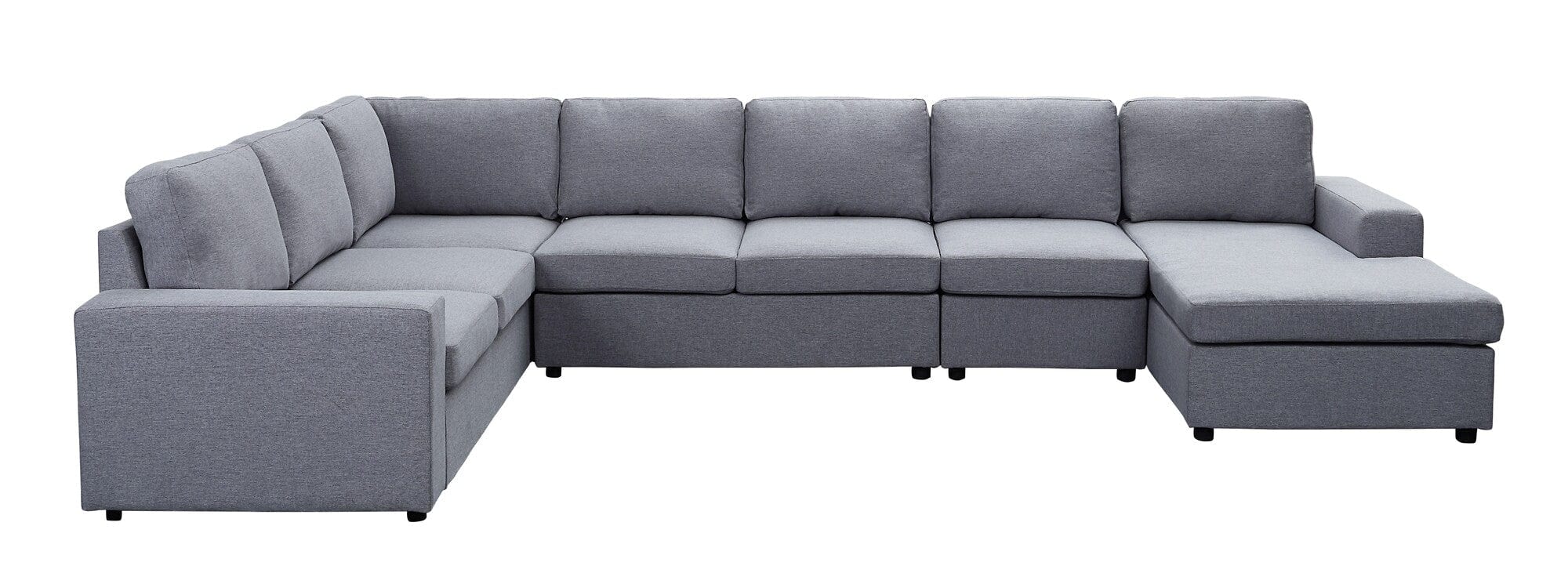 Willow & Hearth Tifton 147"W Light Gray Linen 7 Seat Reversible Modular Sectional Sofa Chaise