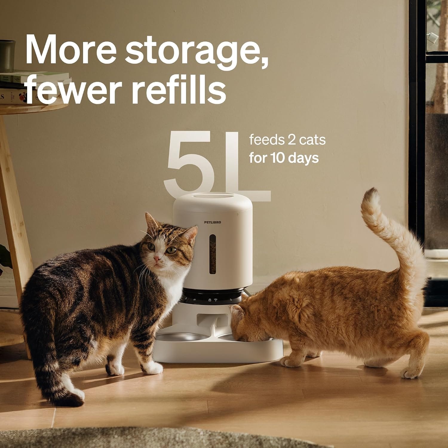 Petlibro 5G WiFi Automatic Pet Feeder for Two Cats or Dogs, 5L Food Dispenser with Low Food Sensor, White - Certified Refurbished