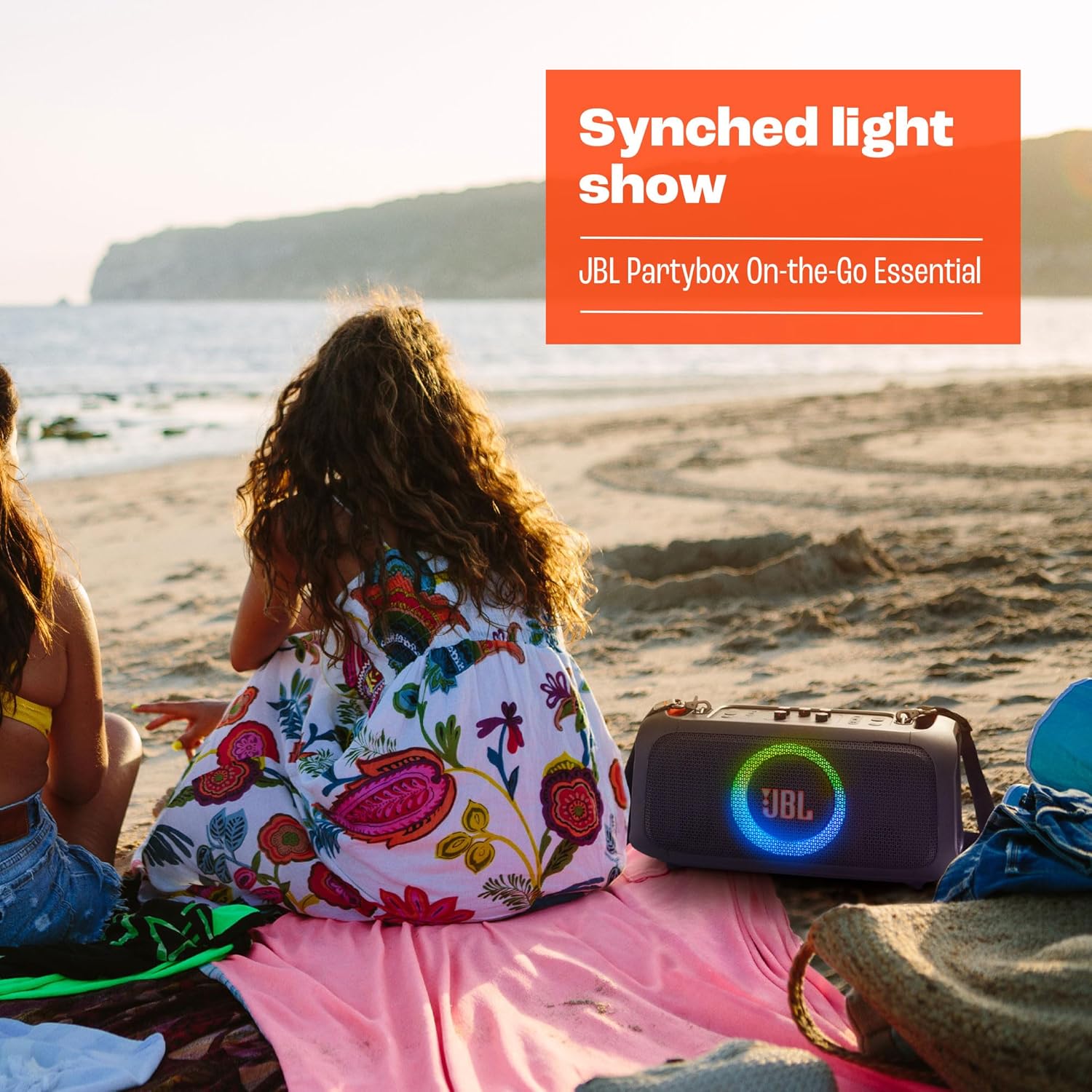 JBL PartyBox On-The-Go Essential, Portable Party Speaker with Built-In Lights and Wireless Mic, Black - Certified Refurbished