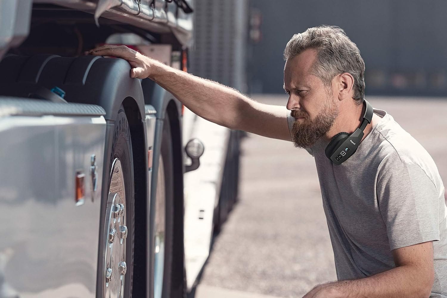 BlueParrott B550-XT Mono Bluetooth Wireless Headphones, 96% Noise Canceling, Over Head Trucker Headset with Mic - Certified Refurbished