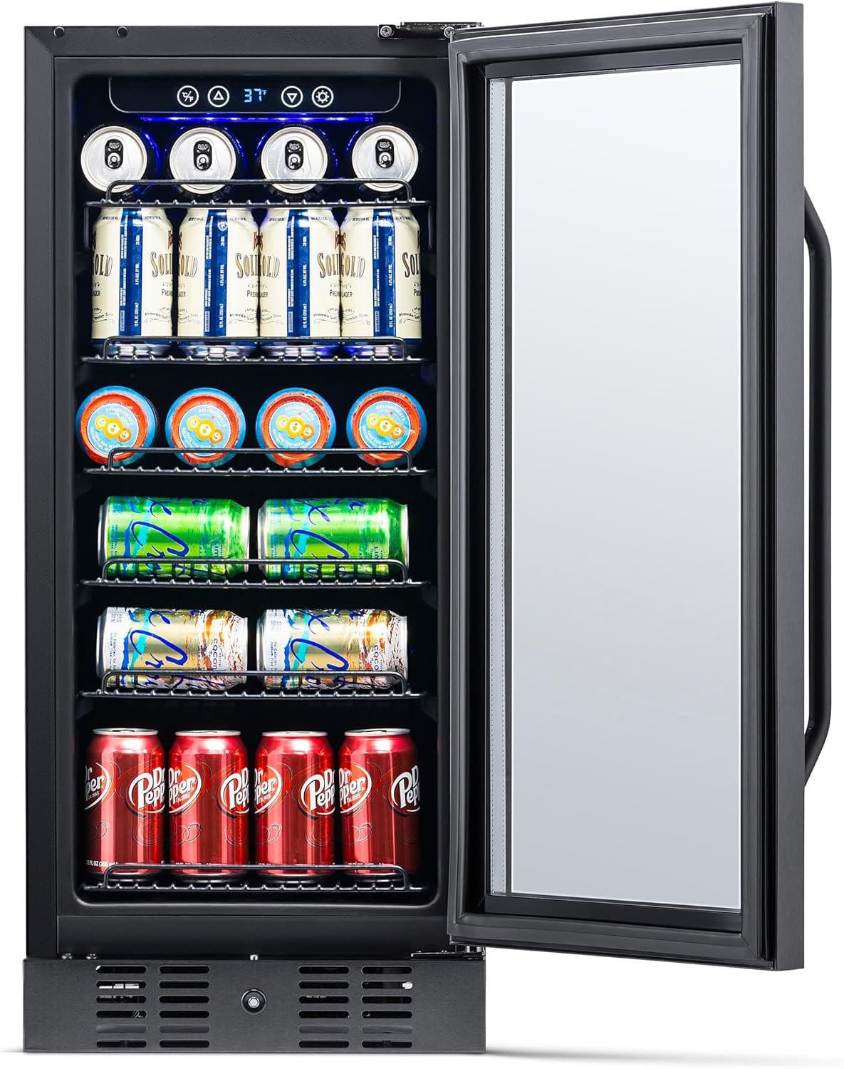 Newair 15" Built-in Beverage Fridge, 96 Cans, Black - Certified Refurbished