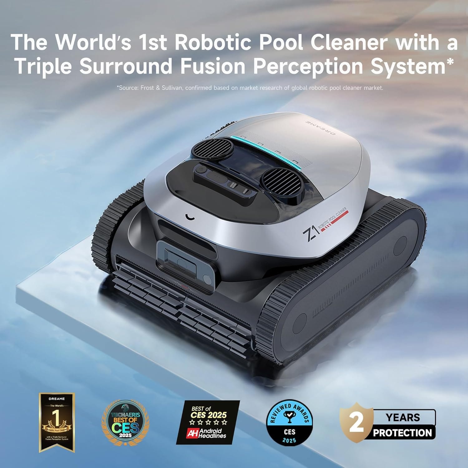 Dreame Z1 Pro Cordless Robotic Pool Cleaner, LiFi Remote Control, 8000 GPH Suction, Waterline Cleaning, Auto-Retrieval, Above and In-Ground Pools
