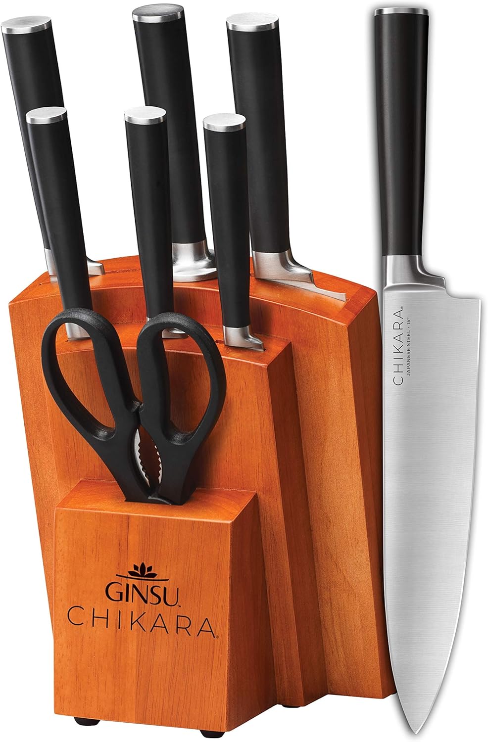 Ginsu Chikara 8-Piece Japanese Steel Knife Set, Toffee - Refurbished