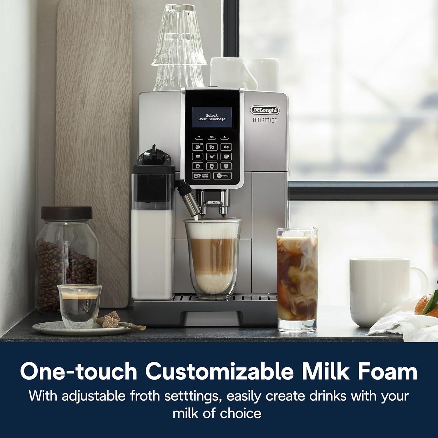 De'Longhi Dinamica Latte Crema Espresso Machine, Silver - Certified Refurbished