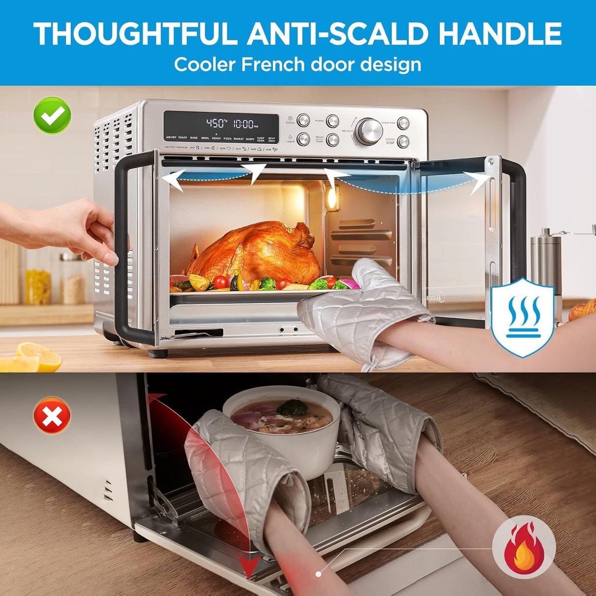 Midea Flexify French Door Air Fryer Oven, Extra-Large Air Fryer & Toaster Oven Combo, Stainless Steel - Certified Refurbished