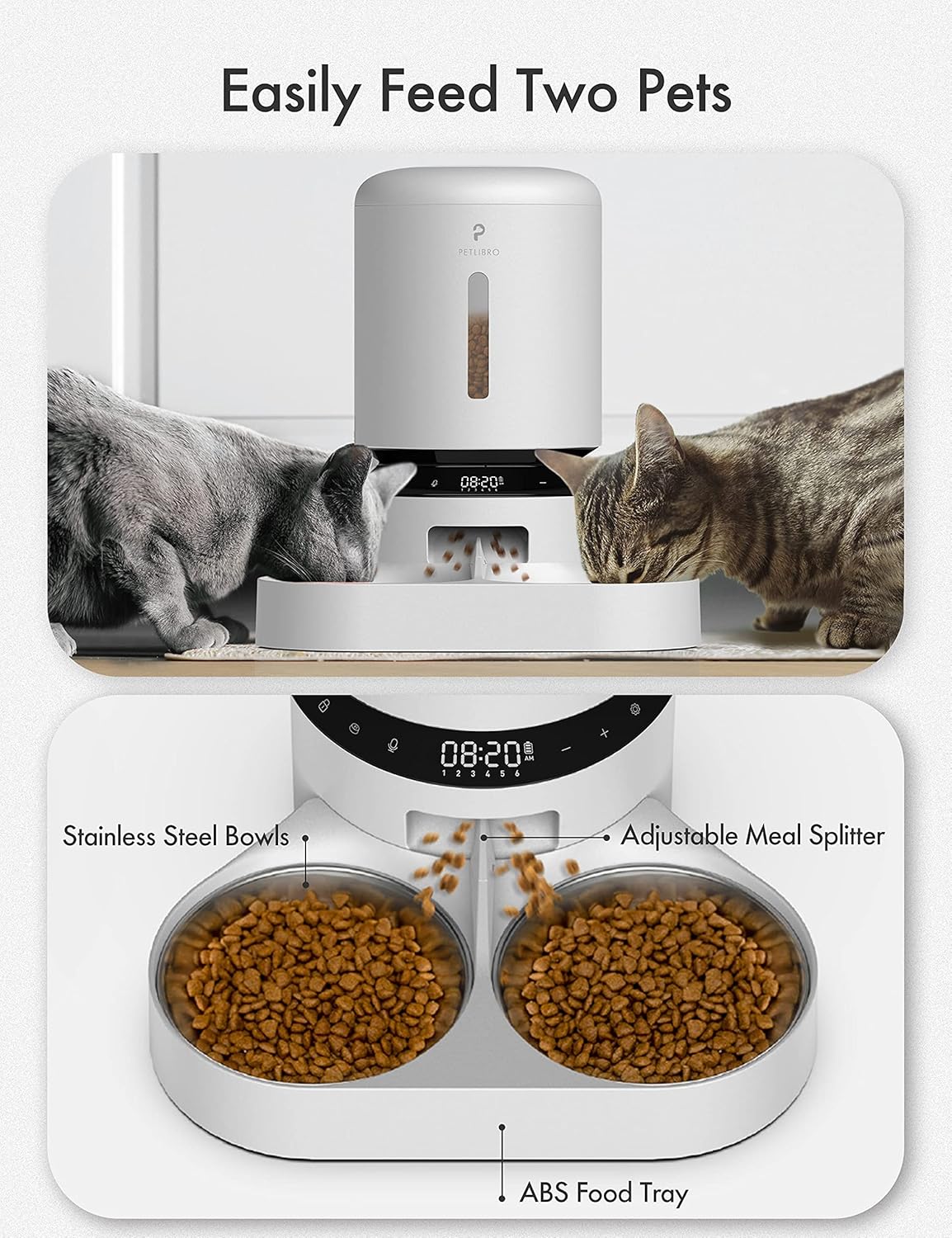 PETLIBRO Granary 5L Automatic Pet Feeder, Double Food Tray, White - Certified Refurbished