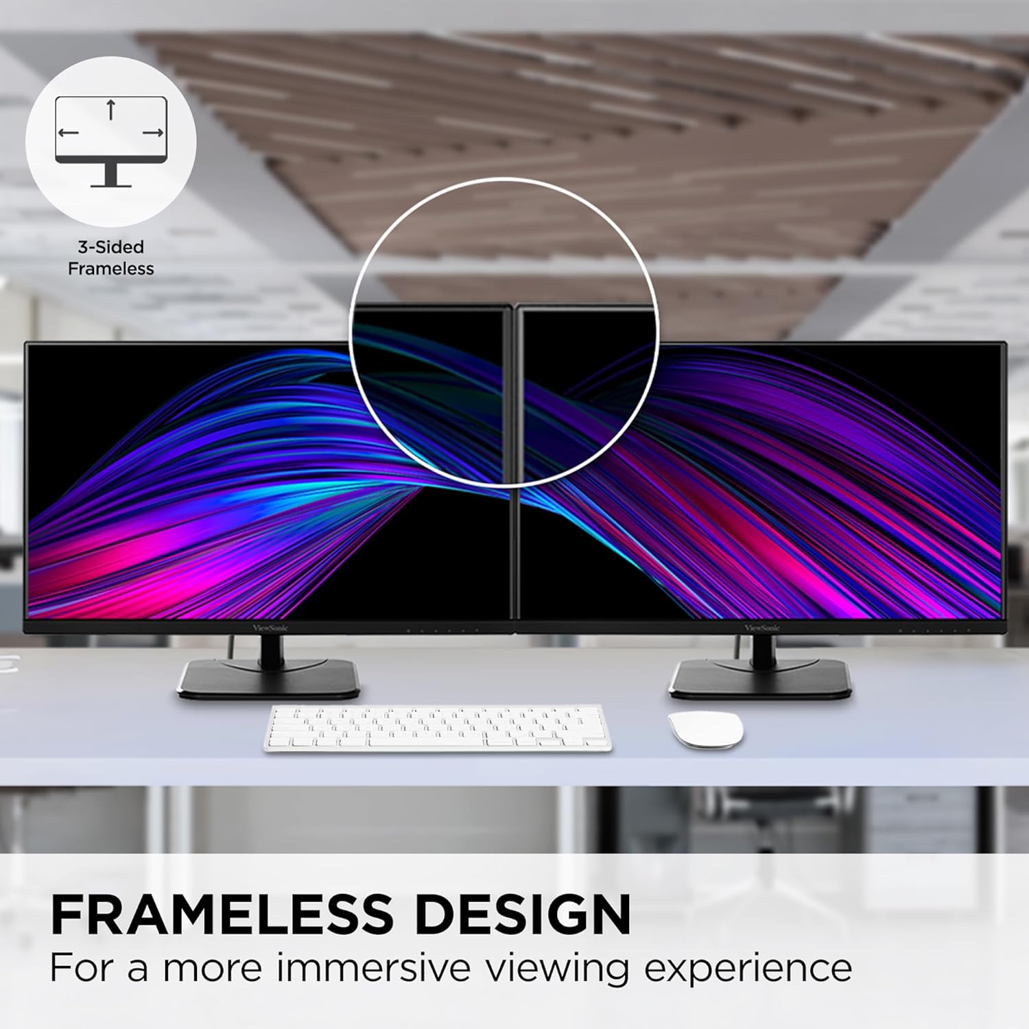 ViewSonic 27" IPS 4K Monitor with Ultra-Thin Bezels, 60 Hz, Black - Certified Refurbished