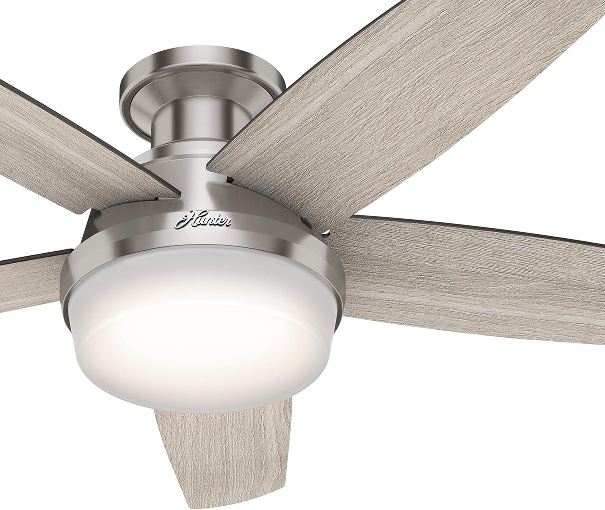 Hunter Fan 48 Inch Low Profile Ceiling Fan with LED Light Kit and Remote Control, Brushed Nickel - Certified Refurbished
