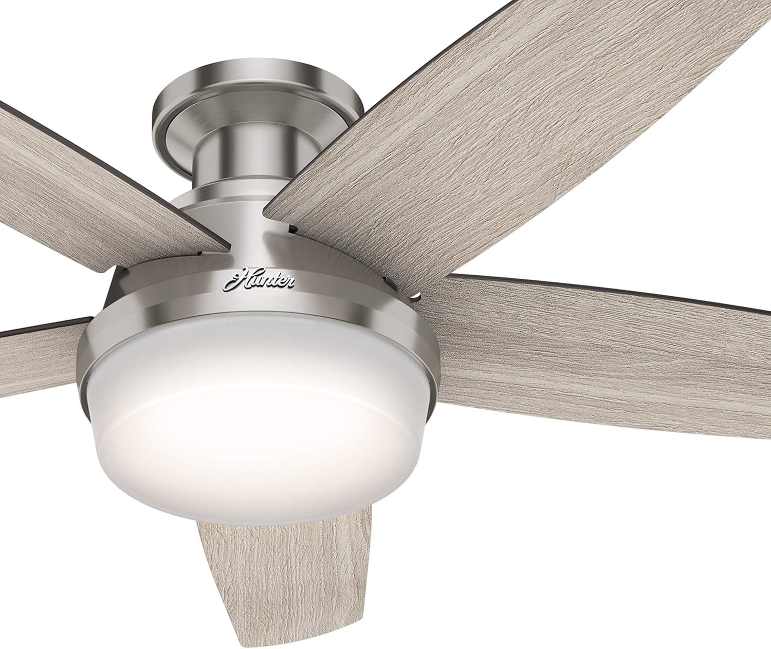 Hunter Fan 48 Inch Low Profile Ceiling Fan with LED Light Kit and Remote Control, Brushed Nickel - Certified Refurbished
