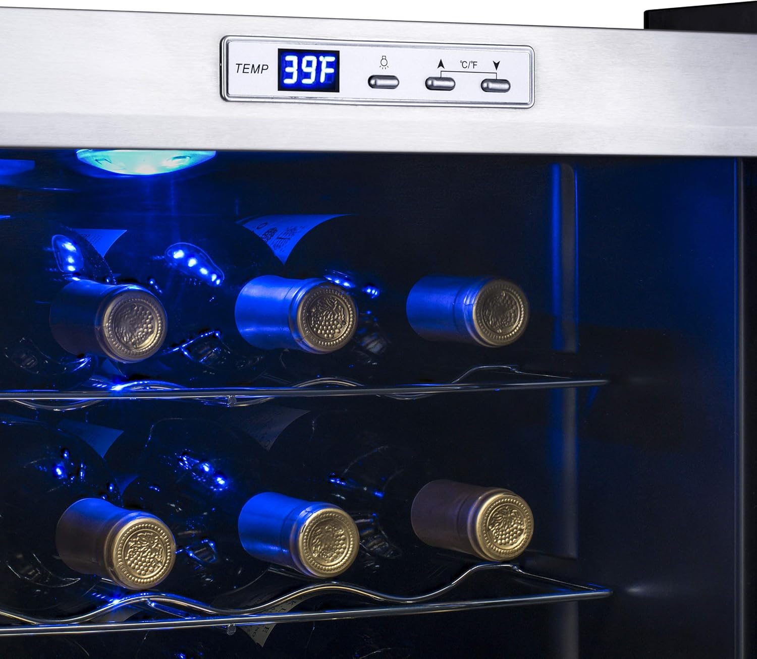 Newair Freestanding Wine Fridge, 27 Bottles, Stainless Steel - Certified Refurbished