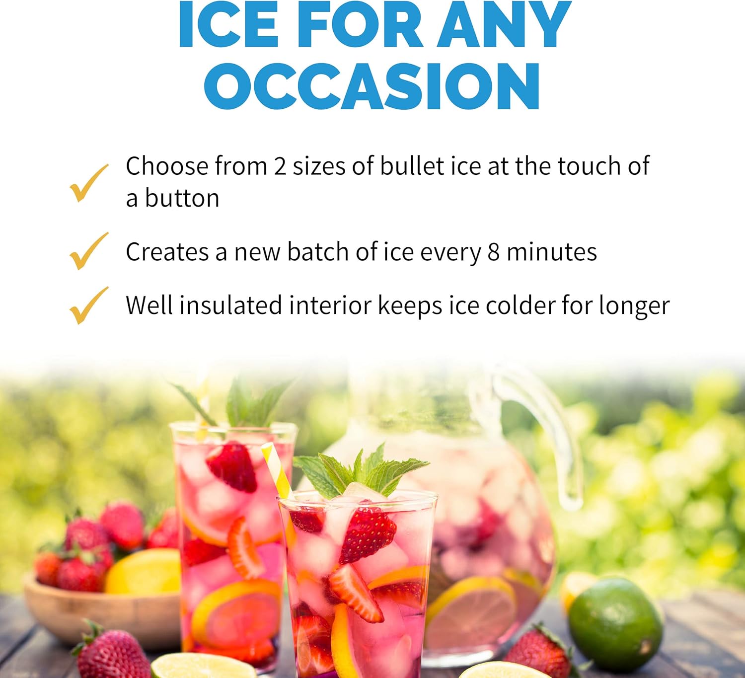 Newair Portable Ice Maker with 2 Ice Sizes, 33 lbs of Ice a Day, White - Certified Refurbished