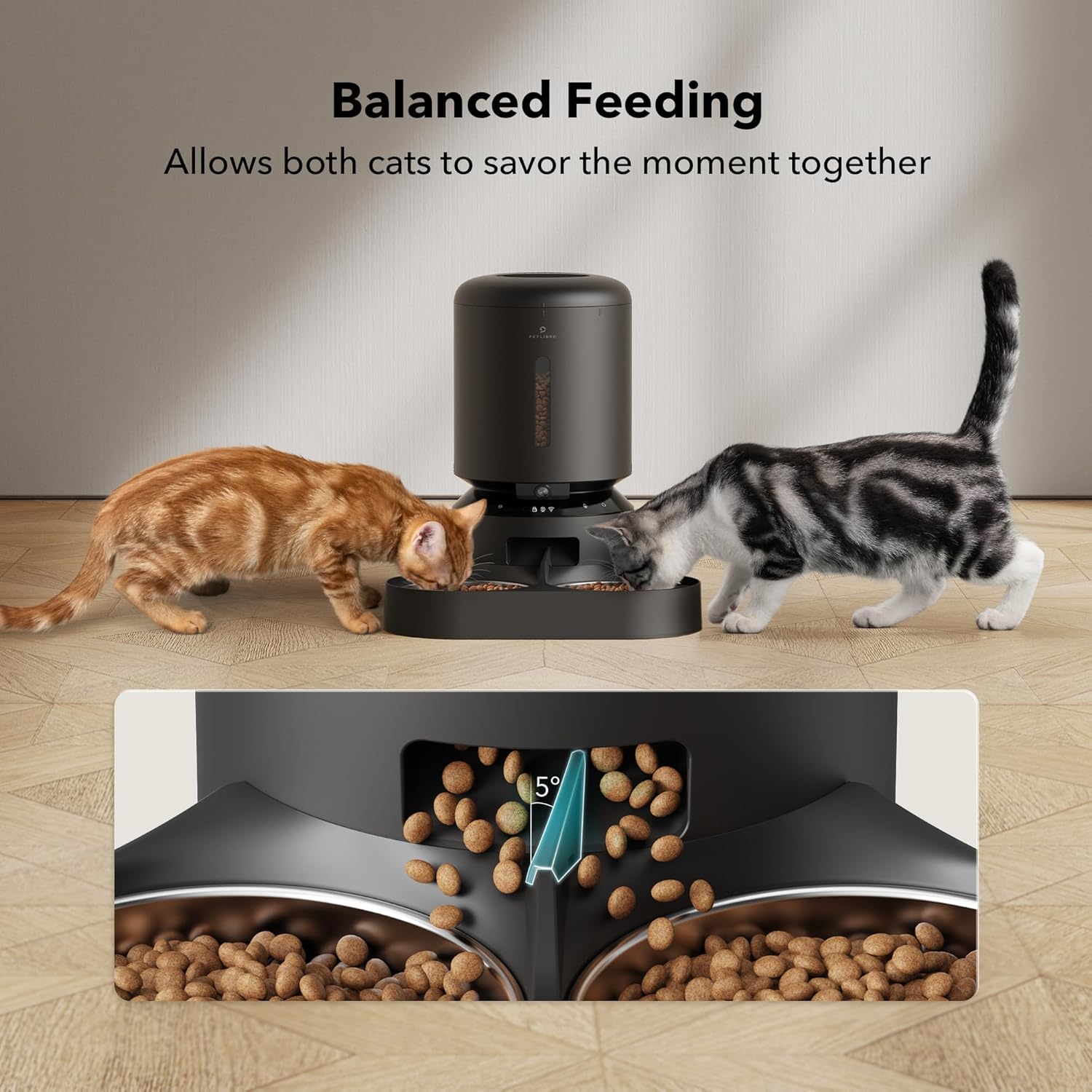 Petlibro Automatic Dual Tray Smart Pet Feeder with Video Camera, Night Vision, Low Food, Motion & Sound Alerts, Black - Certified Refurbished