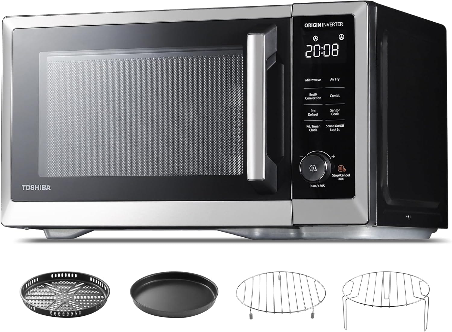 Toshiba 1.0 cu. ft. 7-in-1 Countertop Microwave Oven Air Fryer Combo, 1000W, Stainless Steel - Certified Refurbished